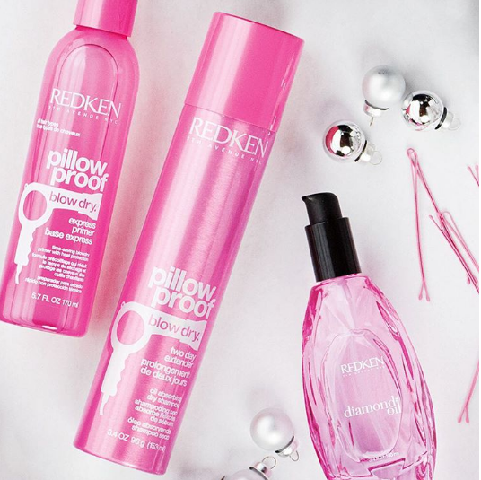 Redken Pillowproof Dry Shampoo and Primer next to Diamond Oil